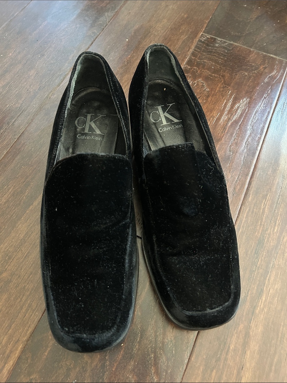 Calvin Klein Black Velvet Slip-On Loafers for women